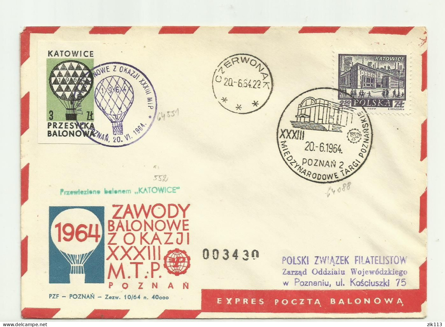 Poland 1964 - Balloon Post - Ballonpost