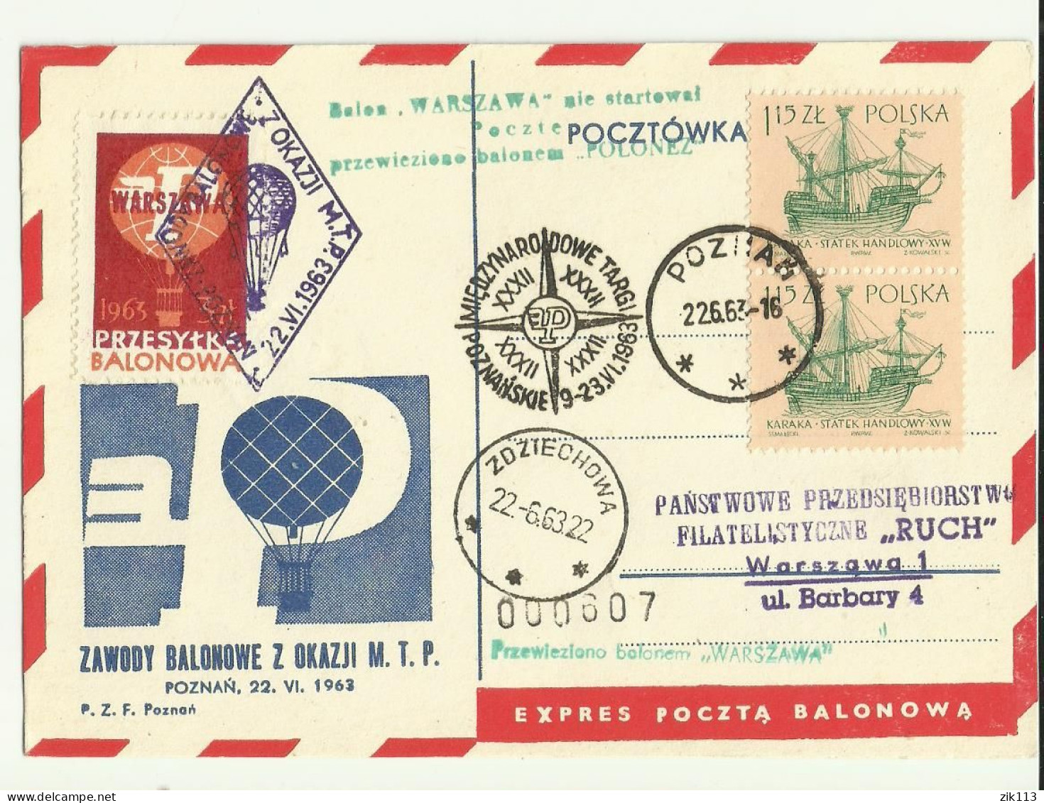 Poland 1963 - Balloon Post - Palloni