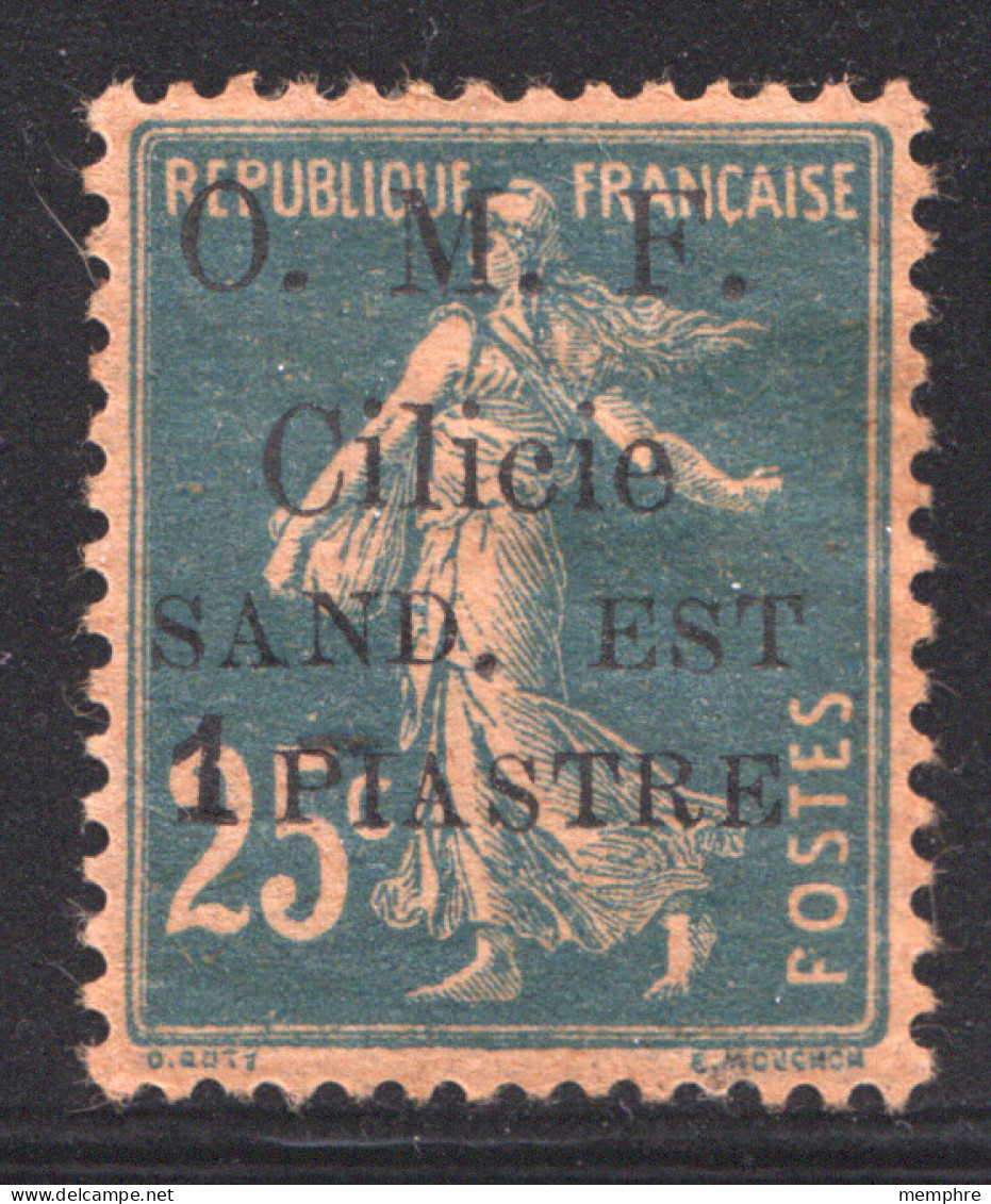 Timbre De France   Semeuse Surchargé   O.M.F   CILICIE  Sand. Est     1 Piastre Sur 25 Cent.  Yv 101 * - Unused Stamps