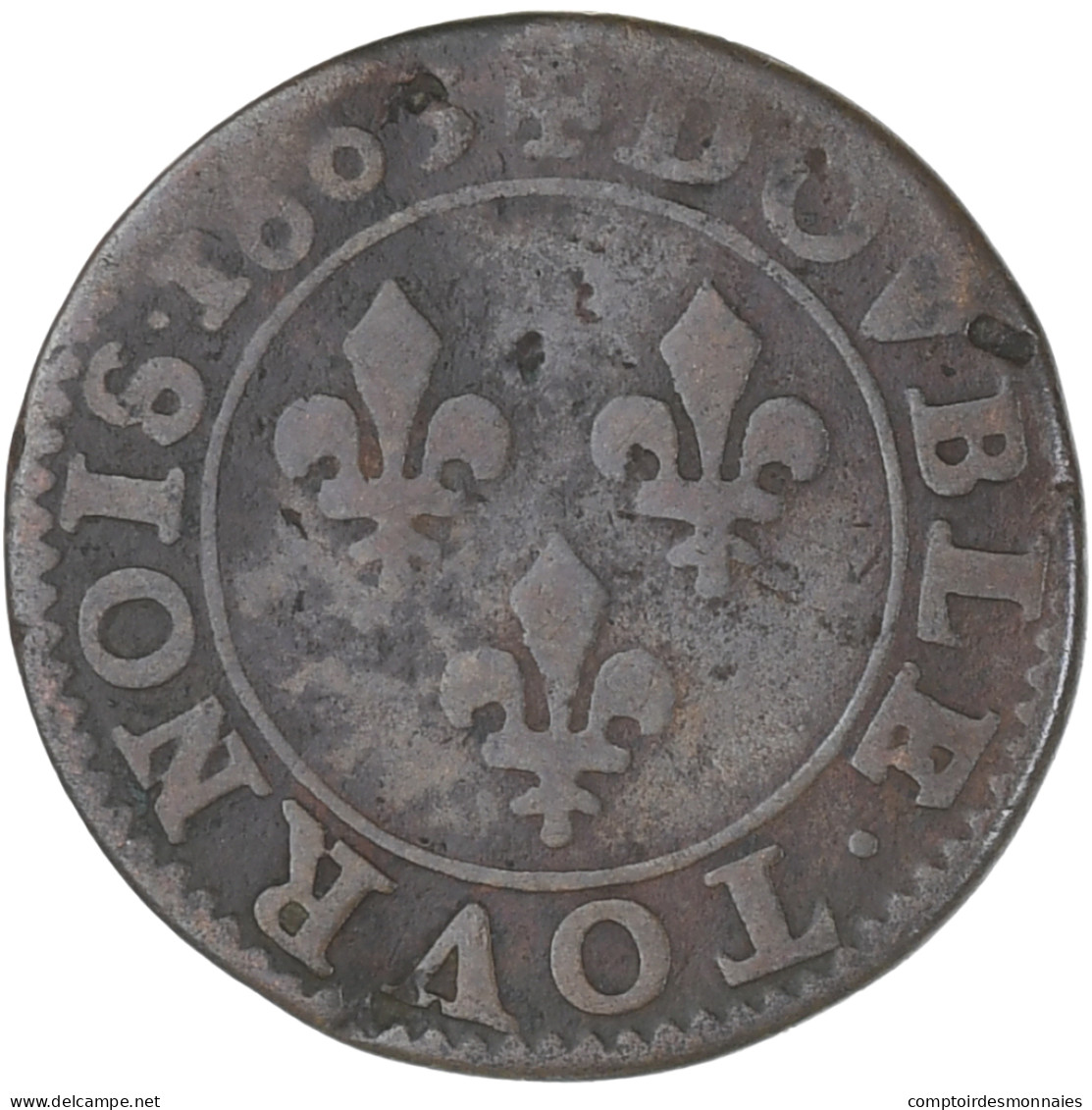 Monnaie, France, Henri IV, Double Tournois, 1605, Paris, TB+, Cuivre - 1589-1610 Hendrik IV