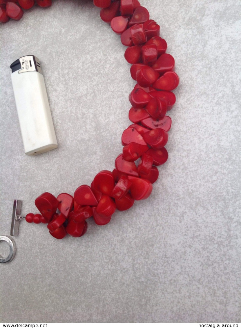 You Will Enjoy To Have This Unique Necklace! 1 Life Necklace Natural Antique Red Coral Stone Beads  320 Grams - Unclassified