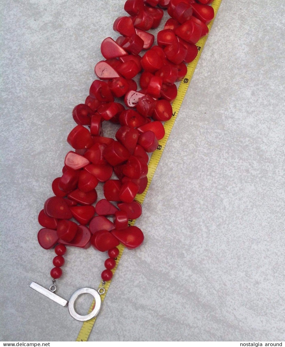 You will enjoy to have this Unique necklace! 1 Life Necklace Natural Antique Red Coral Stone Beads  320 grams