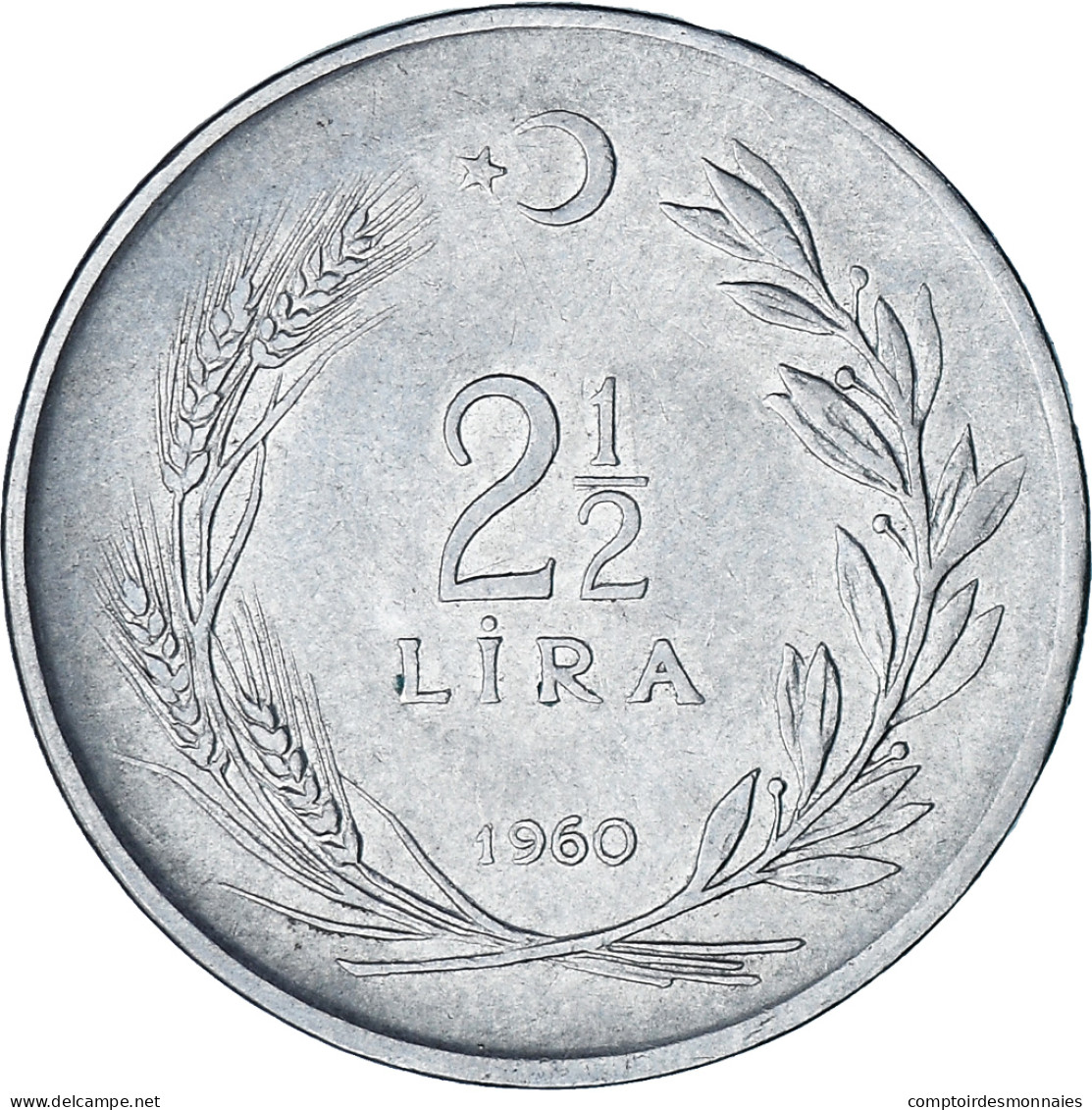 Monnaie, Turquie, 2-1/2 Lira, 1960, TTB, Acier Inoxydable, KM:893.1 - Turquie