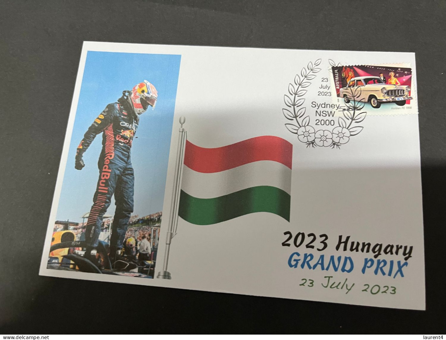 30-8-2023 (3 T 39) Formula One - 2023 Hungary Grand Prix - Winner Max Verstappen (23 July 2023) OZ Stamp - Sonstige & Ohne Zuordnung