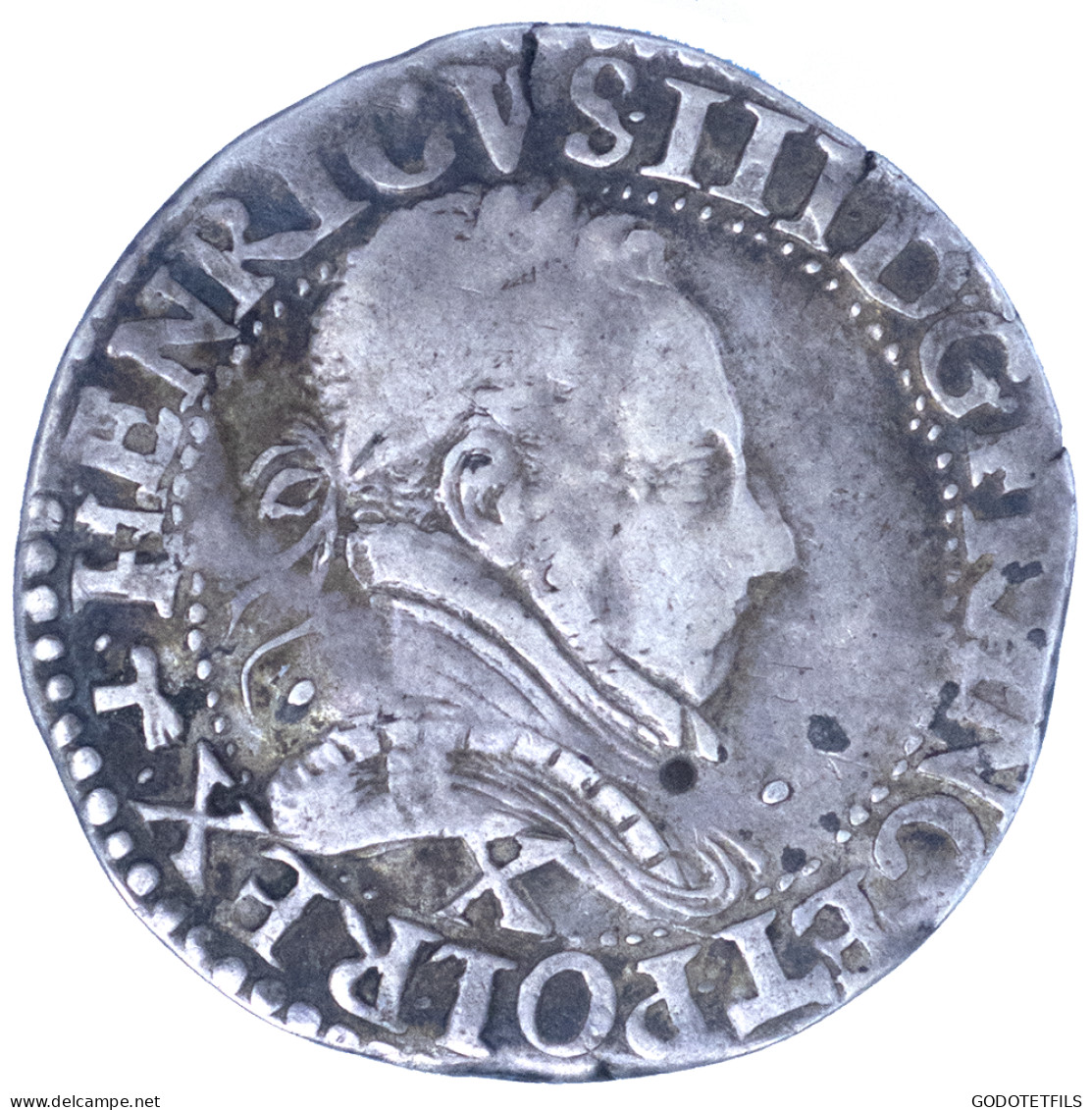 Henri III-Demi-franc Au Col Plat 1586 Amiens - 1574-1589 Enrico III