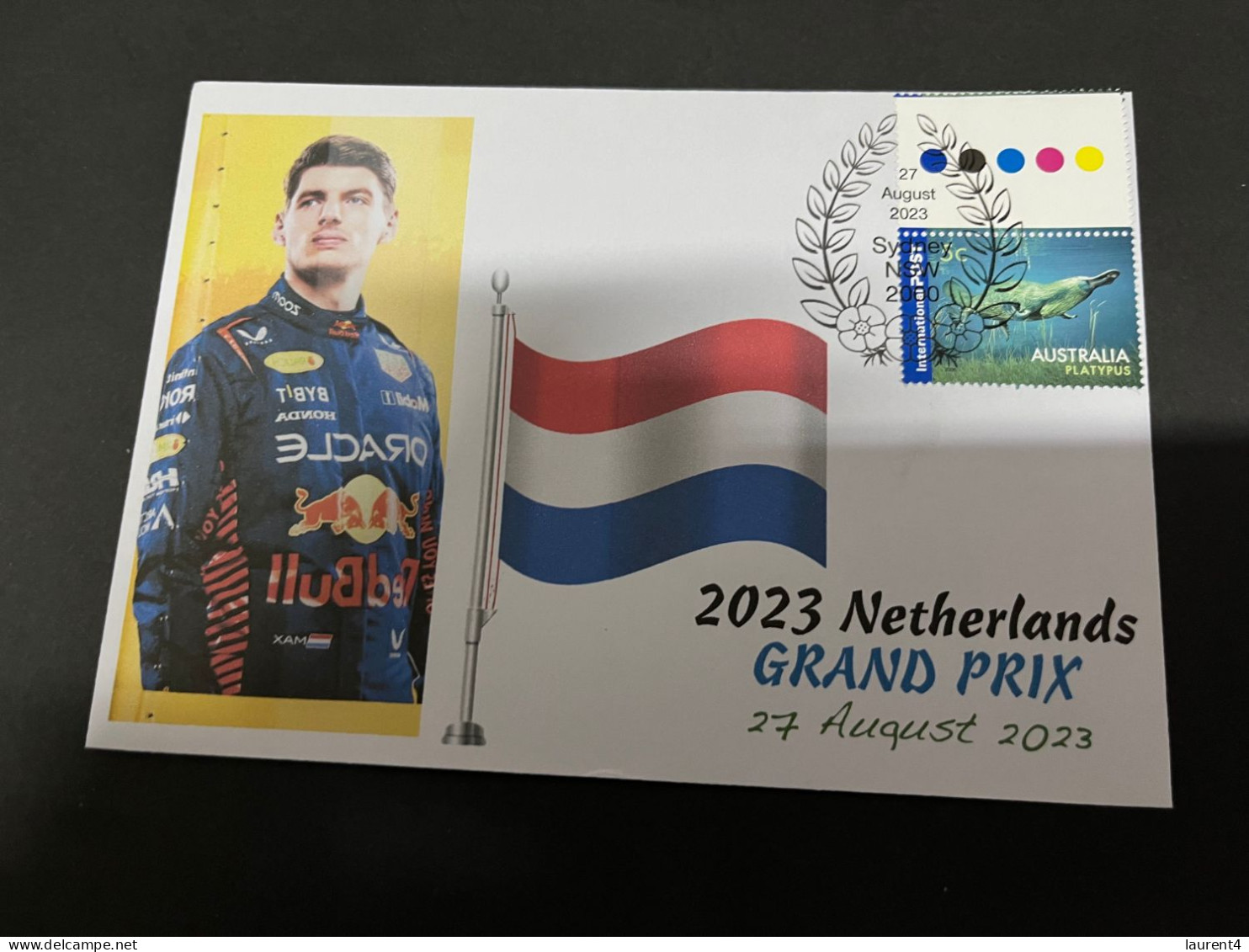 30-8-2023 (3 T 39) Formula One - 2023 Netherlands Grand Prix - Winner Max Verstappen (27 August 2023) OZ Stamp - Autres & Non Classés