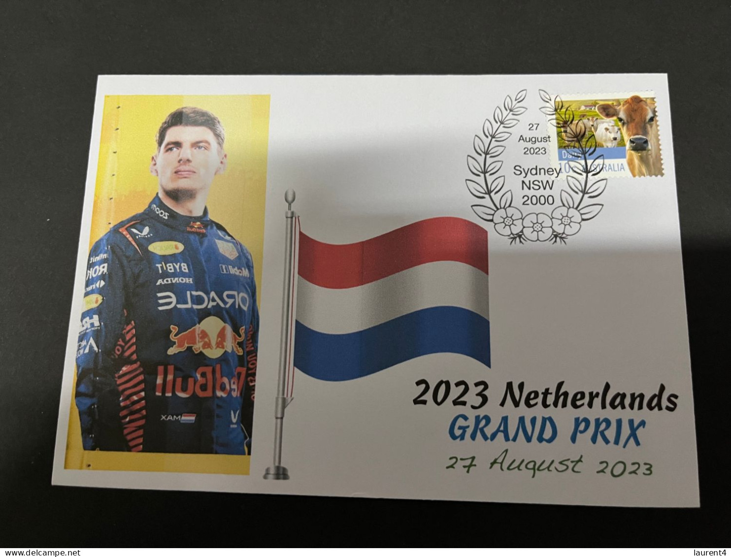 30-8-2023 (3 T 39) Formula One - 2023 Netherlands Grand Prix - Winner Max Verstappen (27 August 2023) OZ Stamp - Otros & Sin Clasificación