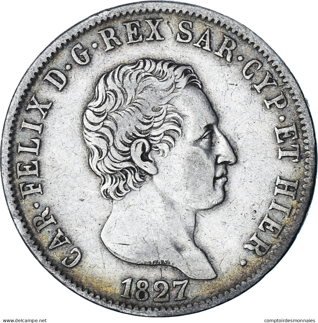 Monnaie, États Italiens, SARDINIA, Carlo Felice, 5 Lire, 1827, Genoa, TB+ - Italian Piedmont-Sardinia-Savoie