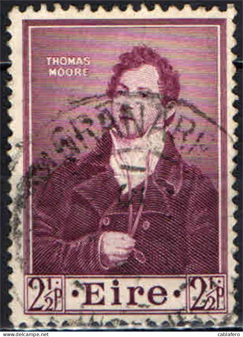 IRLANDA - 1952 - CENTENARIO DELLA MORTE DI THOMAS MOORE - POETA E MUSICISTA - USATO - Used Stamps