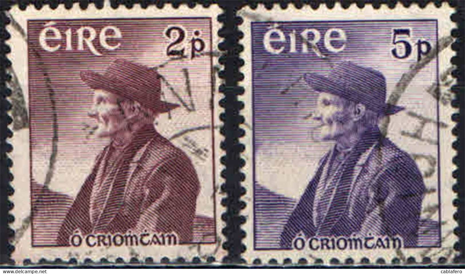 IRLANDA - 1957 - CENTENARIO DELLA NASCITA DEL POETA PESCATORE THOMAS O'CROHAN - USATI - Oblitérés