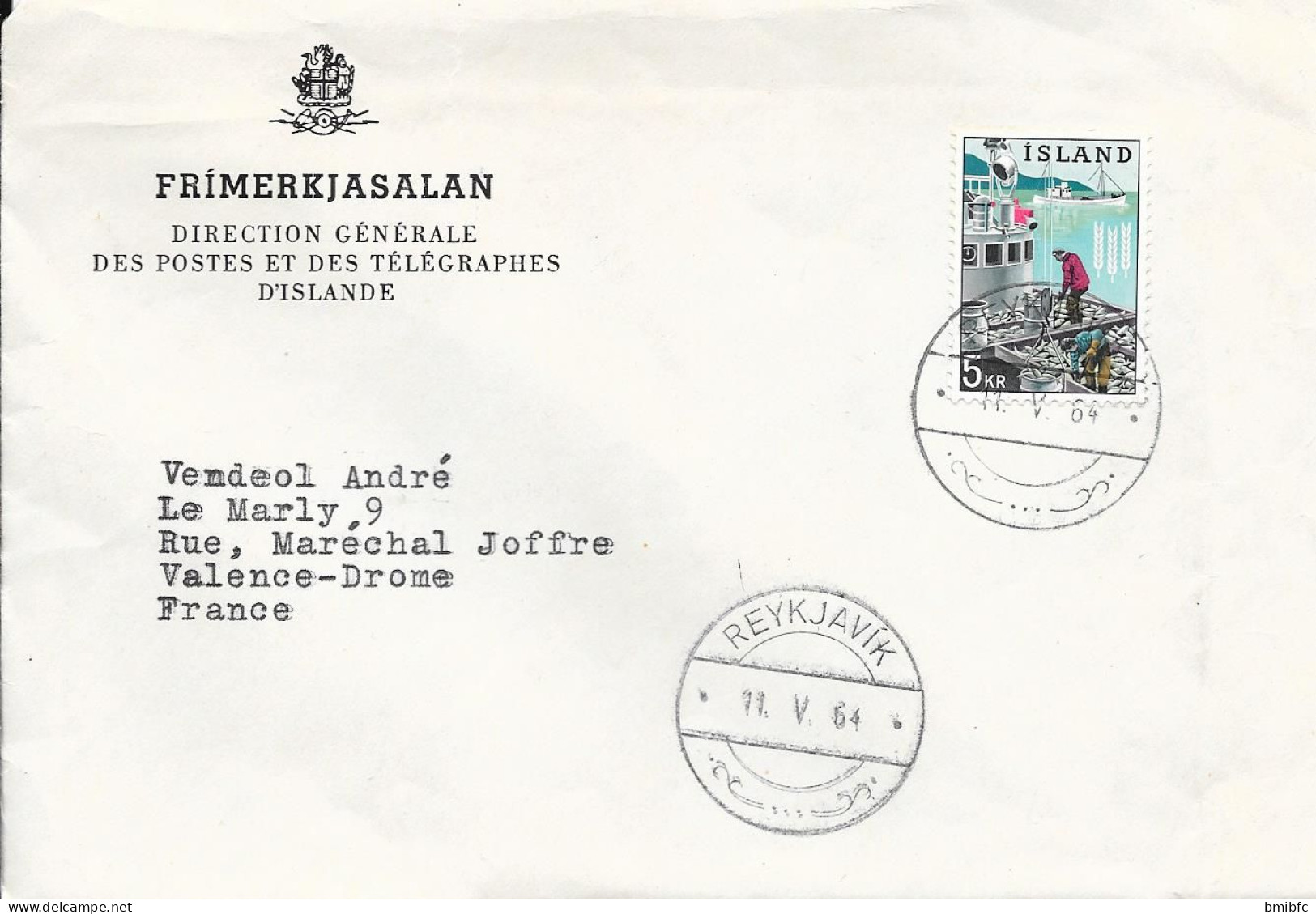 1964 - Sur Lettre REYKJAVIK Pour VALENCE (Drome) - Briefe U. Dokumente