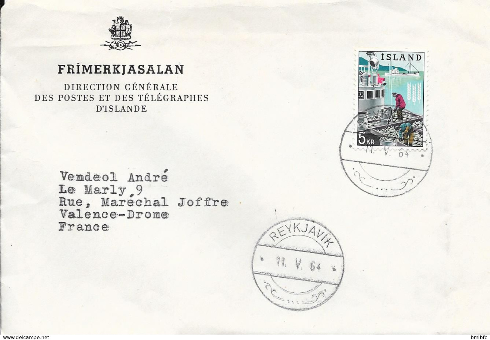 1964 - Sur Lettre REYKJAVIK Pour VALENCE (Drome) - Storia Postale