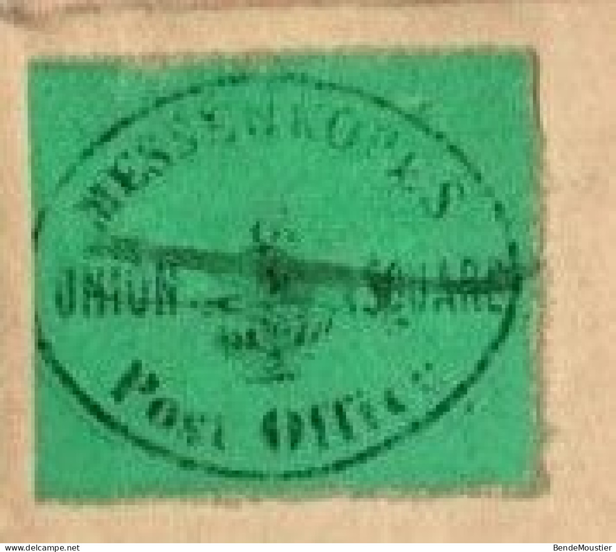 (R122) SCOTT # 106 L1  (L217) - Black On Green - Red Handstamp - Messenkope's Union Square Post Office - 1849. - Sellos Locales