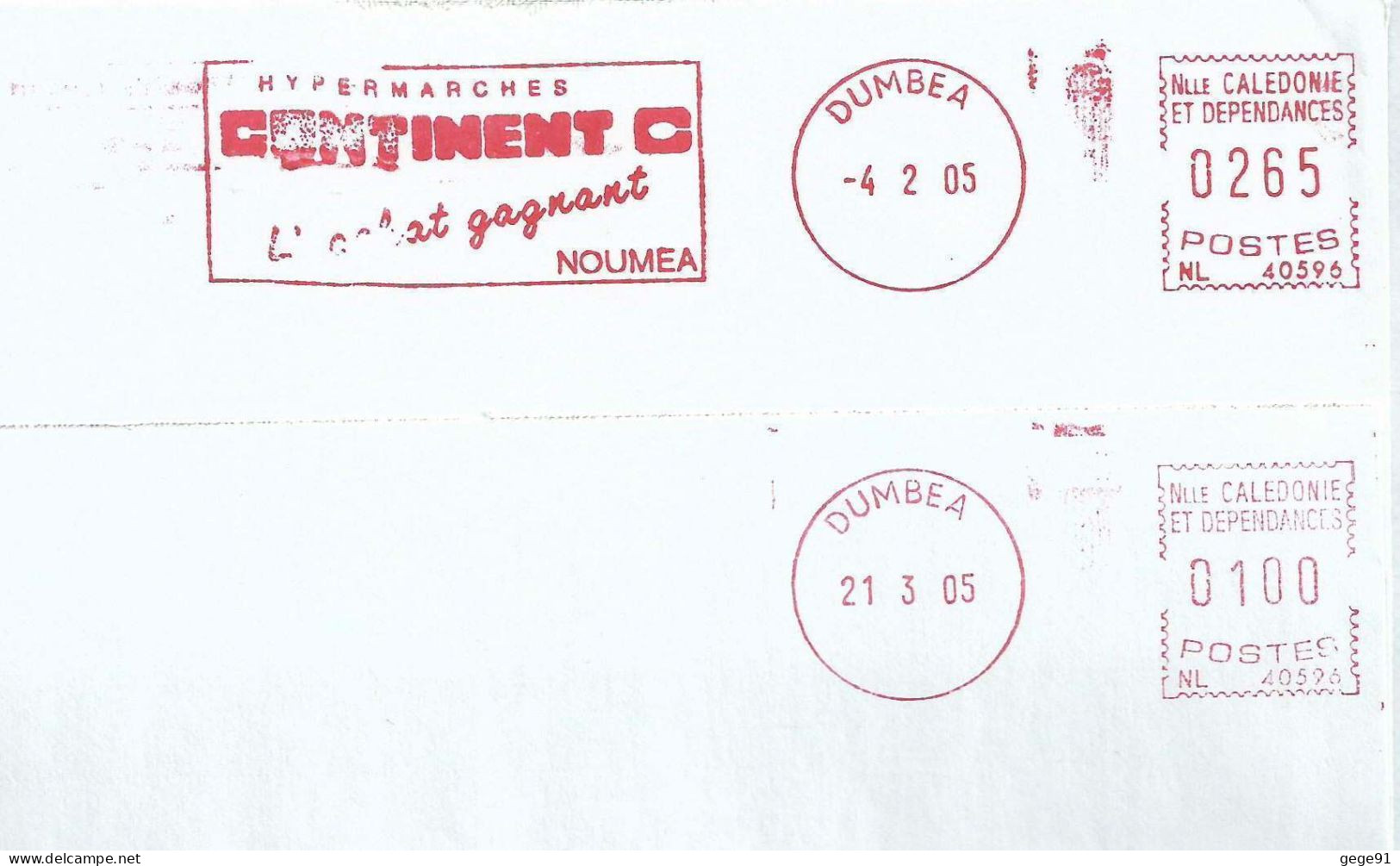 Ema Secap NL - Dumbea - 2 Enveloppes Entières - Storia Postale