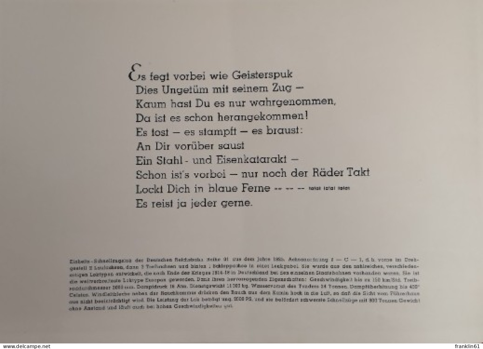 Eisenbahnen. Gestern - Heute - Morgen. Ein Eisenbahnbilderbuch Mit Versen Und Bildern. - Trasporti