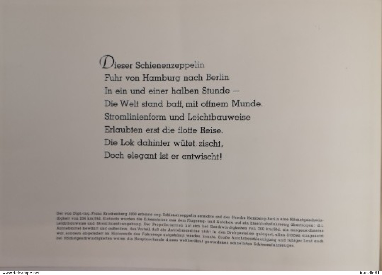 Eisenbahnen. Gestern - Heute - Morgen. Ein Eisenbahnbilderbuch mit Versen und Bildern.