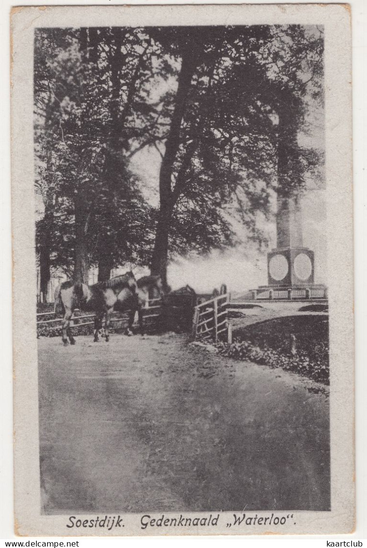 Soestdijk. - Gedenknaald 'Waterloo'. - (Utrecht, Nederland/Holland) - 1920 - Paarden / Horses - Soestdijk