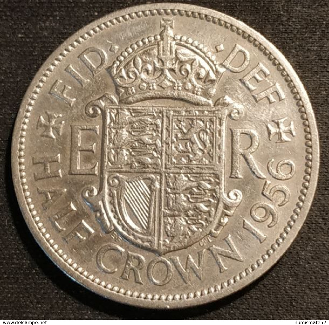 GRANDE BRETAGNE - HALF CROWN 1956 - Elizabeth II - 1ère Effigie - Sans "BRITT:OMN:" - KM 907 - K. 1/2 Crown