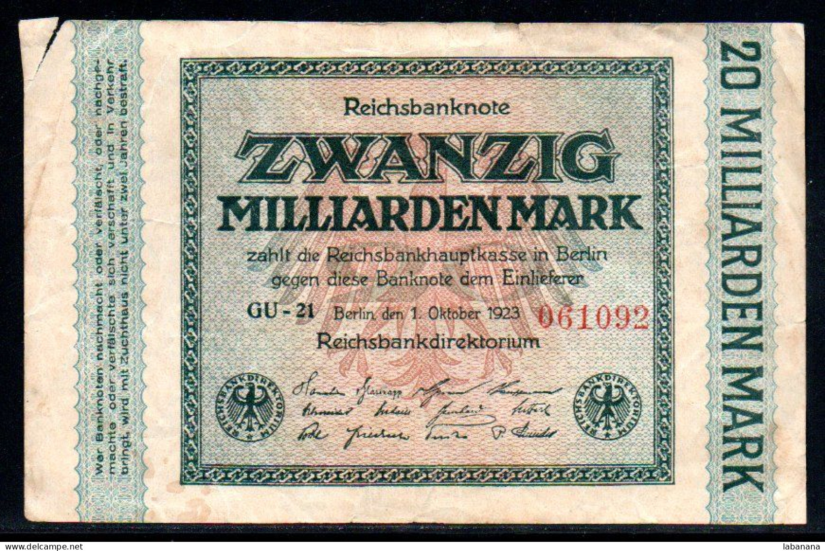 459-Allemagne 20Mm 1923 GU21 - 20 Miljard Mark