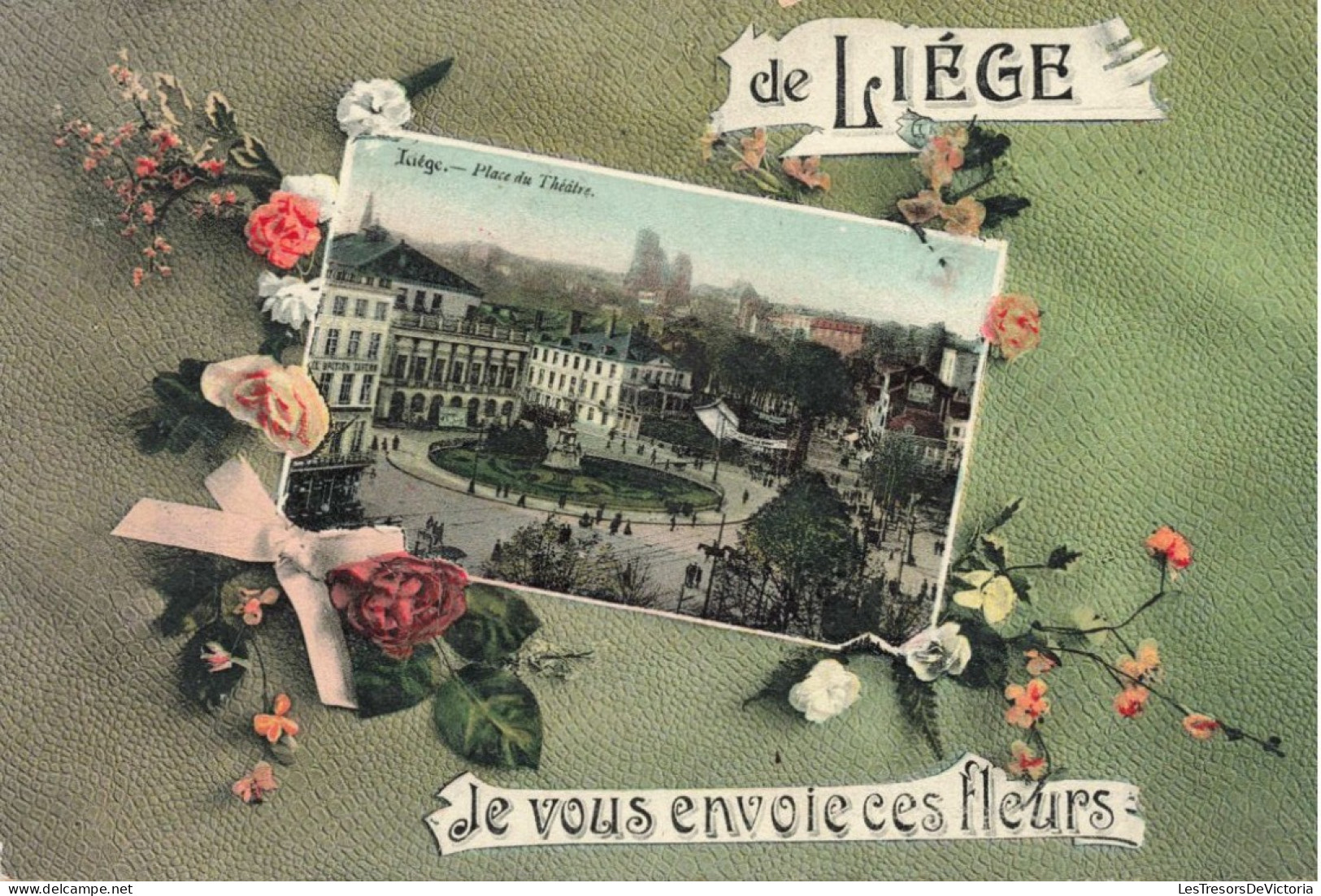 BELGIQUE - Le Liège - Je Vous Envoie Ces Fleurs - Colorisé -  Carte Postale Ancienne - Liege