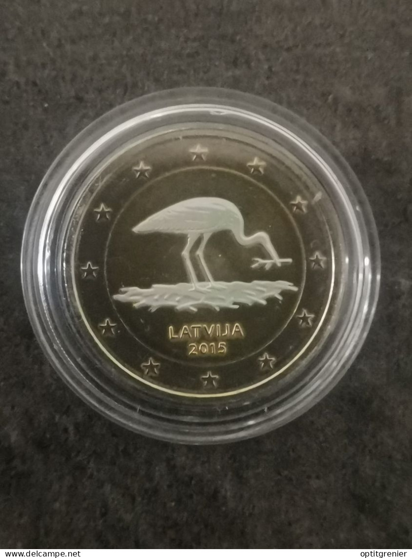 2 EUROS HOLOGRAMME 2015 LETTONIE CIGOGNE / HOLOGRAM EURO - Lettonie