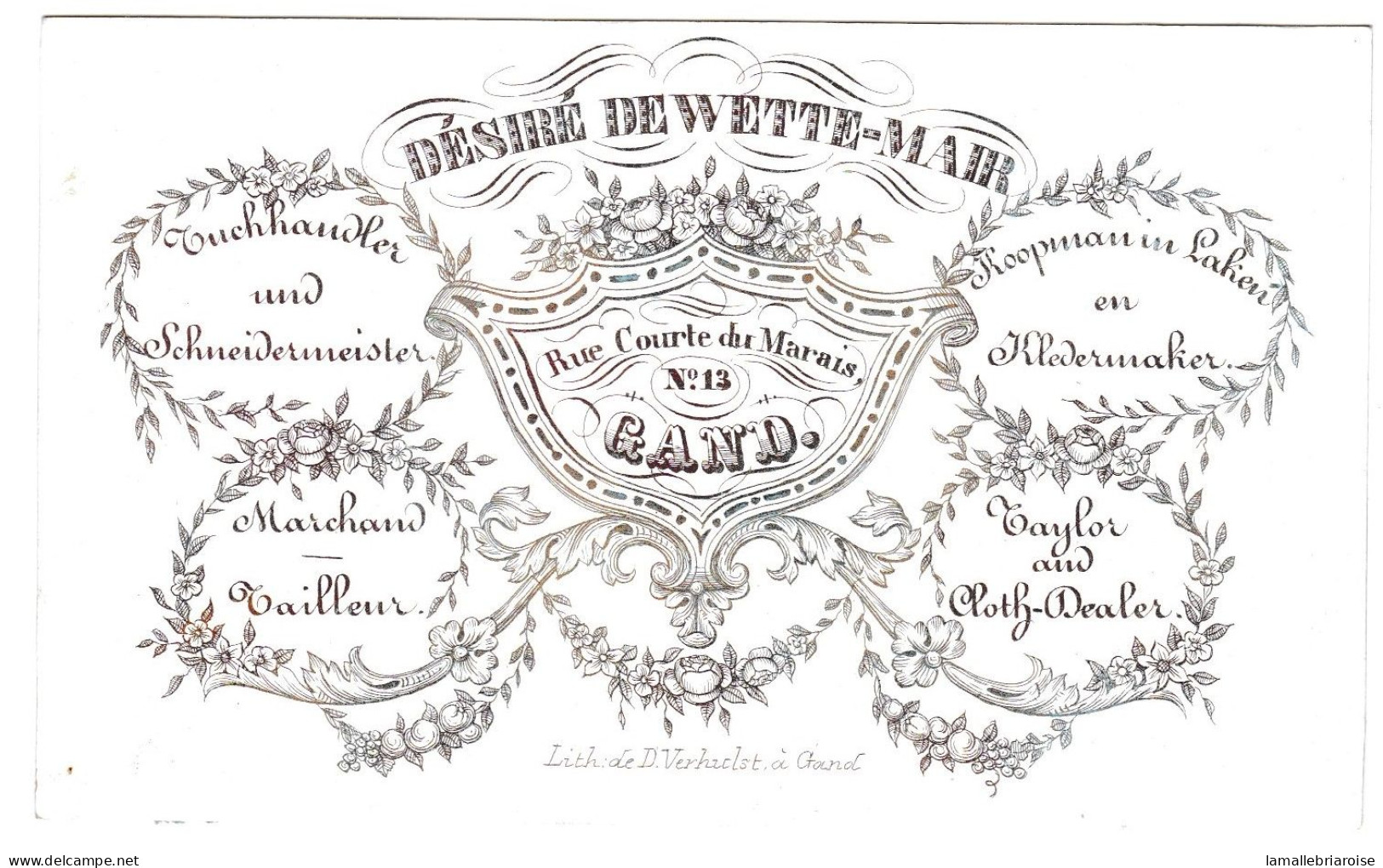 Belgique "Carte Porcelaine" Porseleinkaart, Désiré Dewette-Mair, Tailleur, Gend, Gand, Dim:124x 75mm - Porseleinkaarten