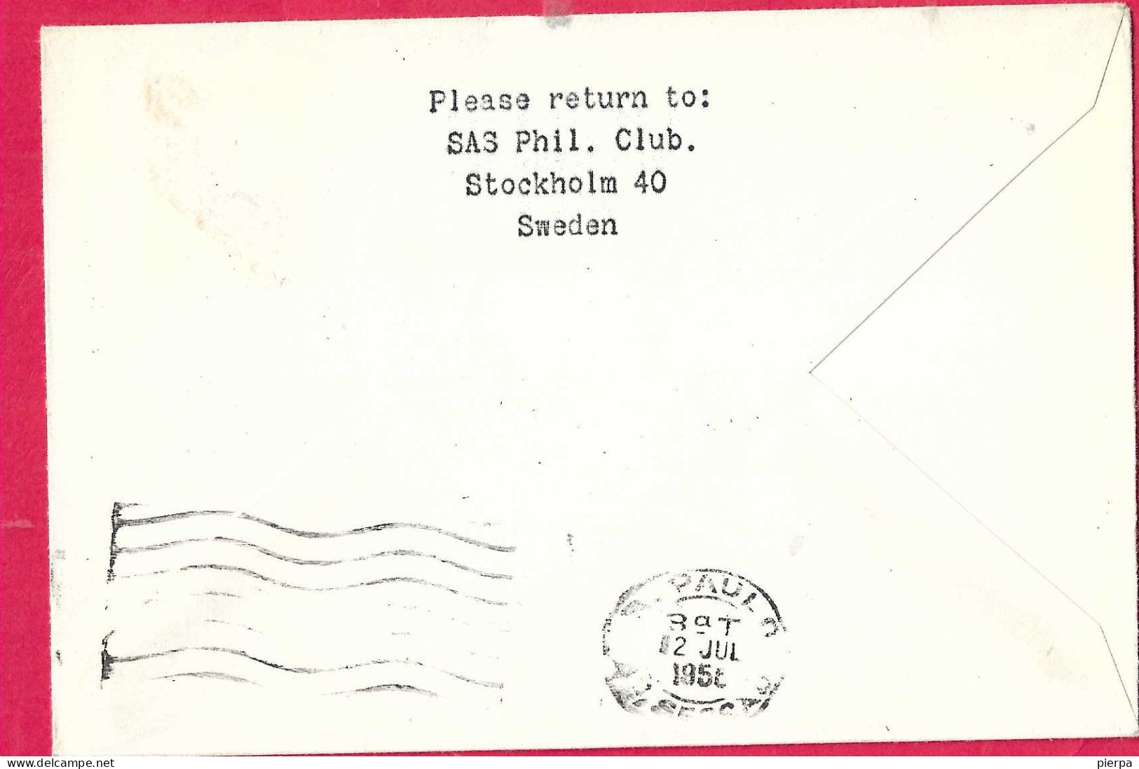 SVERIGE - FIRST FLIGHT SAS FROM STOCKHOLM TO SAO PAULO *10.7.56* ON OFFICIAL COVER - Lettres & Documents