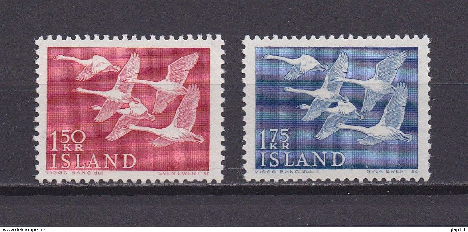 ISLANDE 1956 TIMBRE N°270/71 NEUF** OISEAUX - Unused Stamps