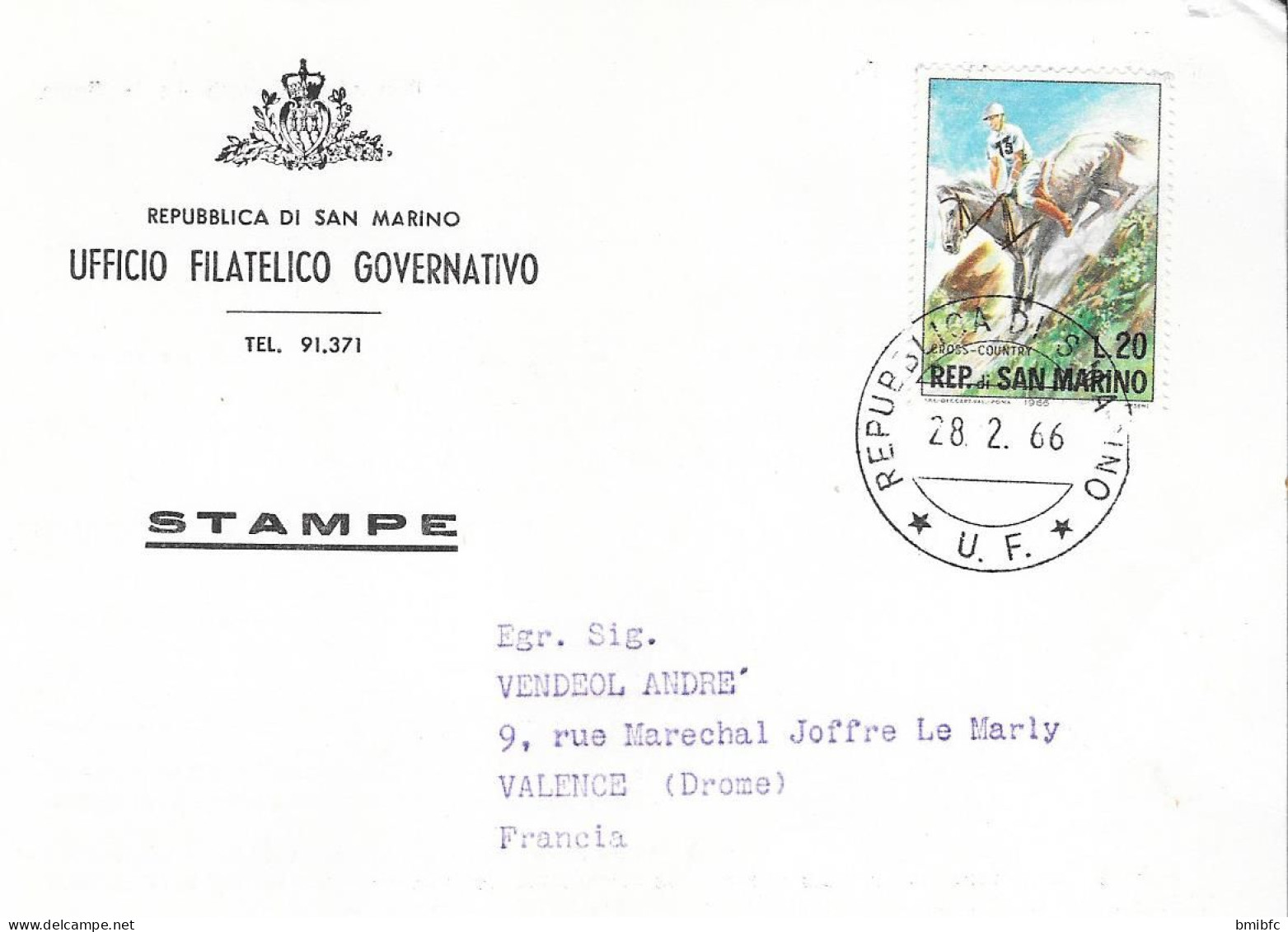 1966 - REPUBLICA DI SAN MARINO - UFFICIO FILATELICO GOVERNATIVO (Poste Aérienne) - Brieven En Documenten