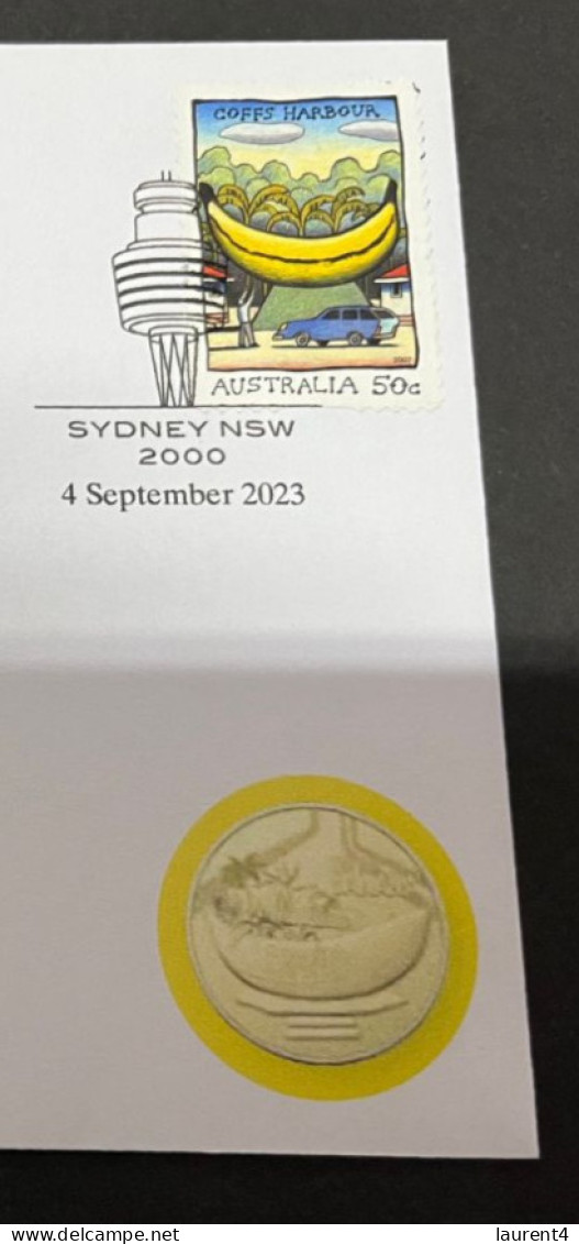 (30-8-2023) 3 T 39 - NEW - Cover With 2007 Big Banana 2007 Stamp (Aussie Big Things) (with Picture Of Coin) - Dollar