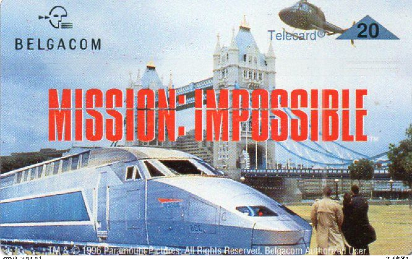 BELGIUM - L&G - S-126 - CINEMA MOVIE - MISSION IMPOSSIBLE - 628F - TRAIN TGV - LONDON BRIDGE - Sans Puce