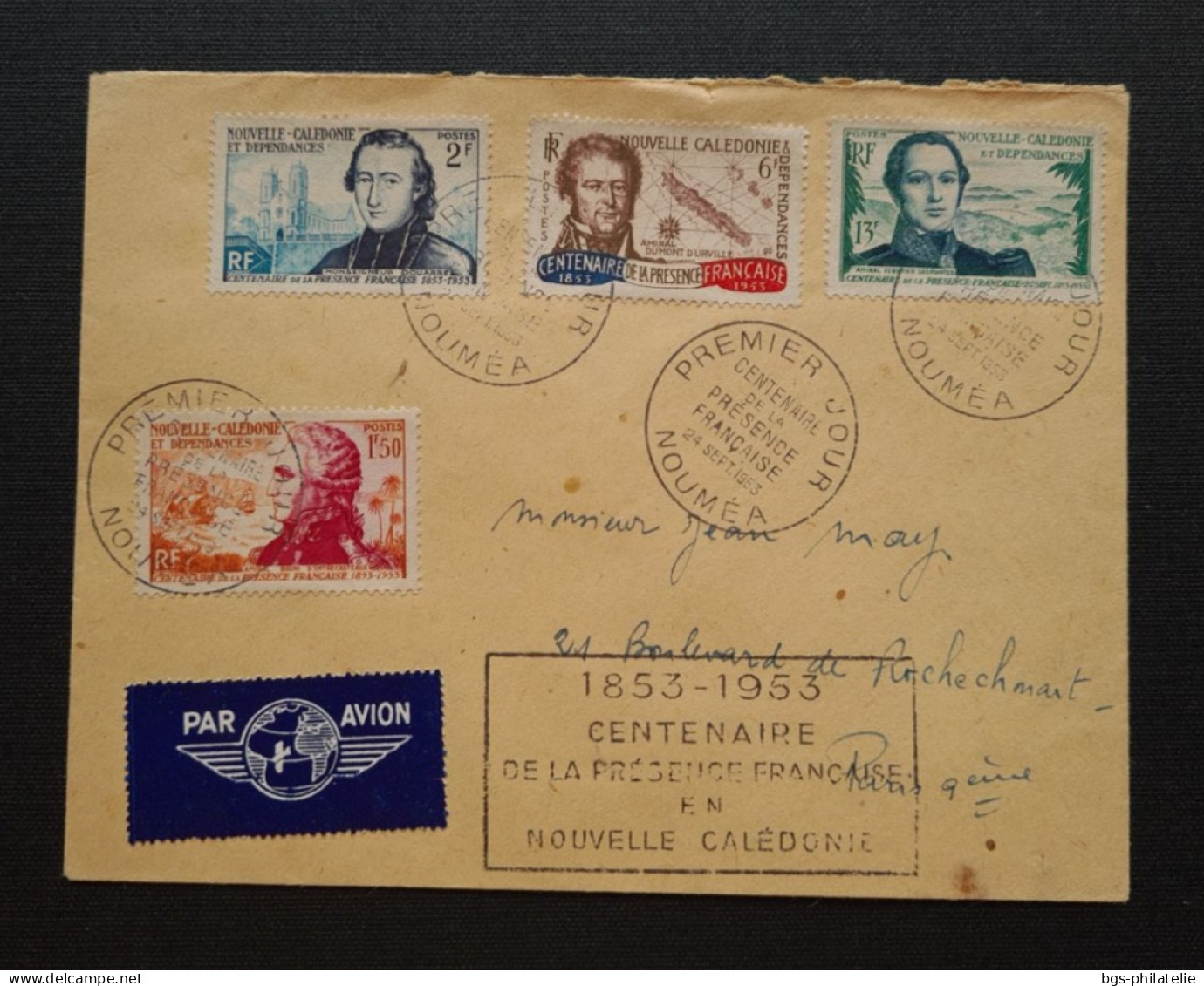 Timbres Numéros 280 à  283 Sur Lettre Avec Griffe : Centenaire De La Présence Française. - Lettres & Documents