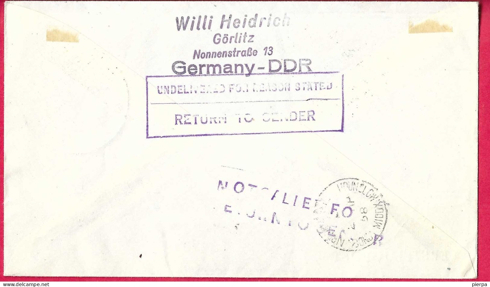 AUSTRIA - ERSTFLUG AUA  FROM WIEN TO LONDON *31.3.1958* ON OFFICIAL COVER - FROM D.D.R- - Primi Voli