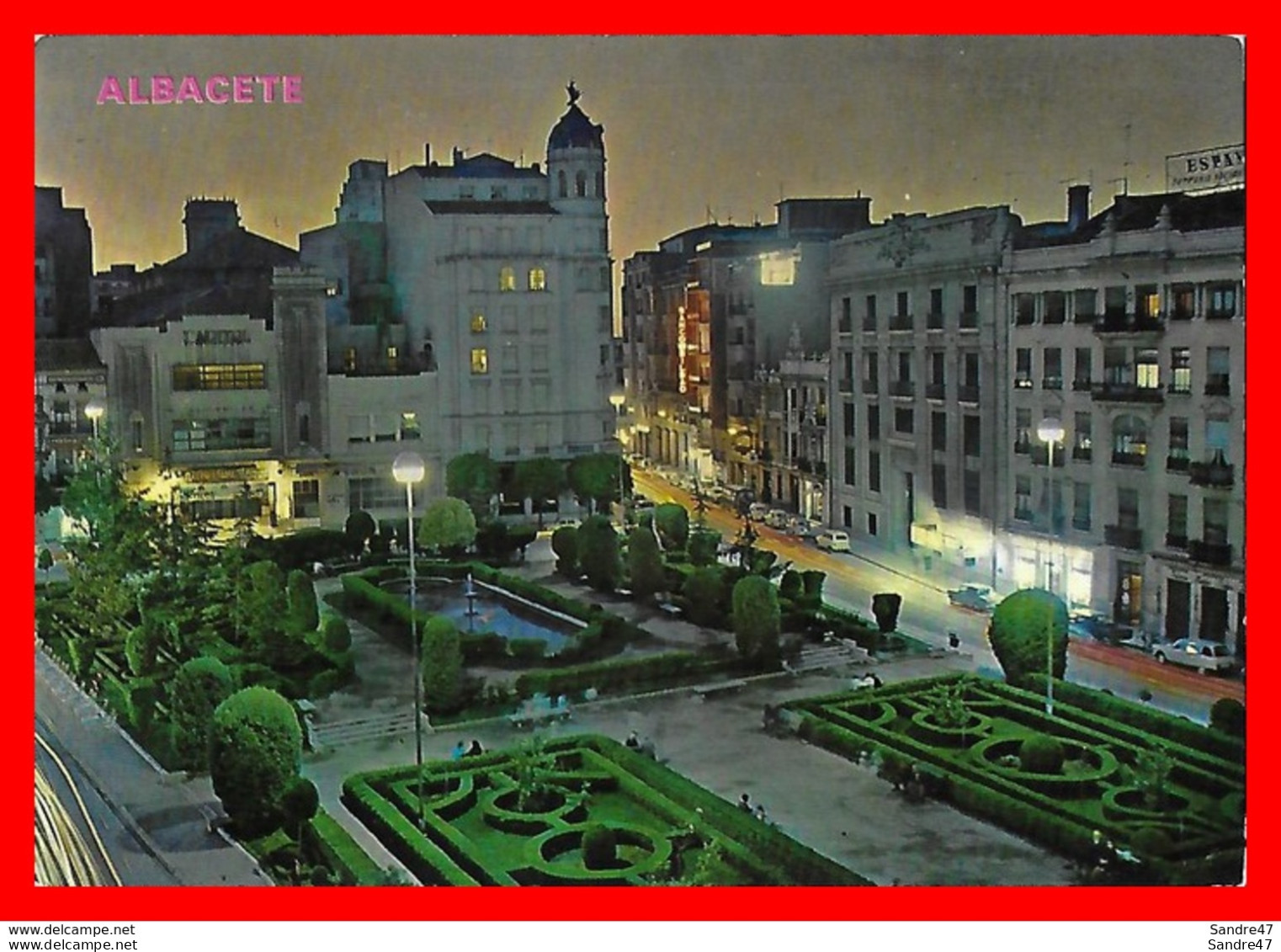 CPSM/gf  ALBACETE (Espagne)   Place Du Caudillo, Vue Nocturne..*4168 - Albacete