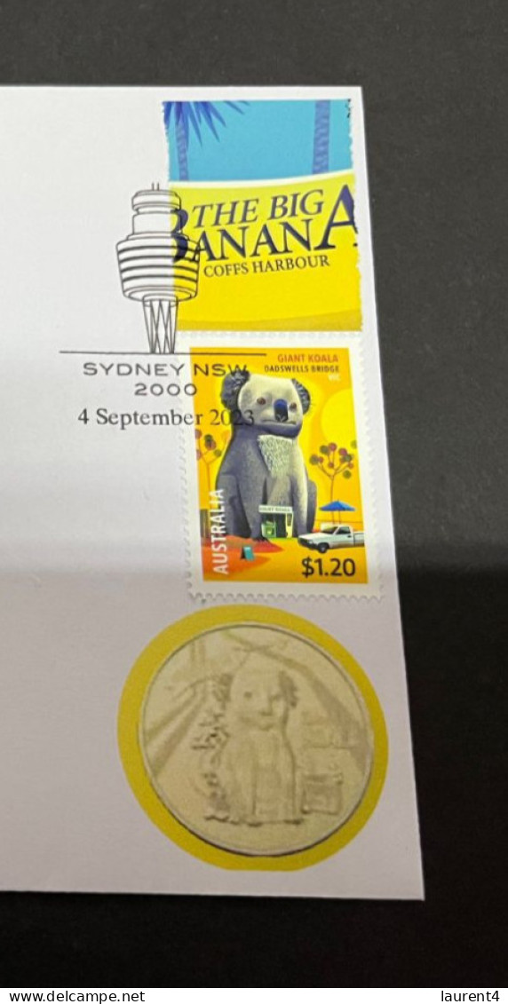 (30-8-2023) 3 T 39 - NEW - Cover With Big Koala 2023 Stamp In Victoria (Aussie Big Things) (with Picture Of Coin) - Dollar