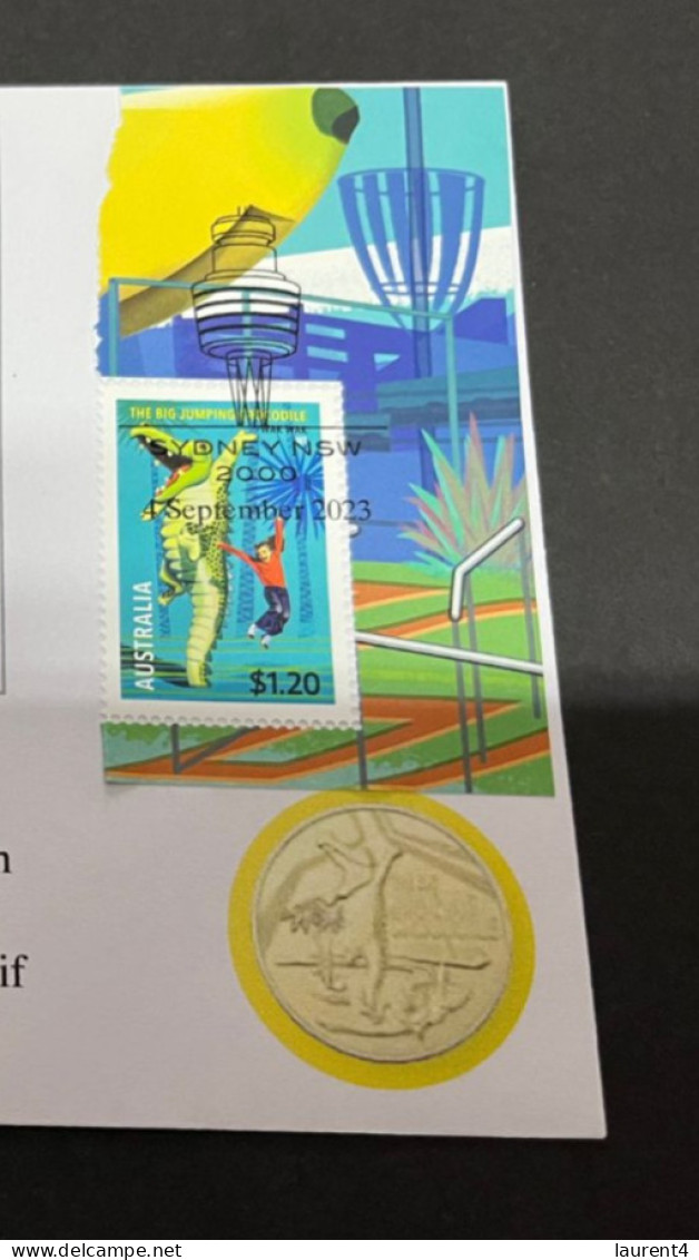 (30-8-2023) 3 T 39 - NEW - Cover With Big Crocodile 2023 Stamp In NT (Aussie Big Things) (with Picture Of Coin) - Dollar