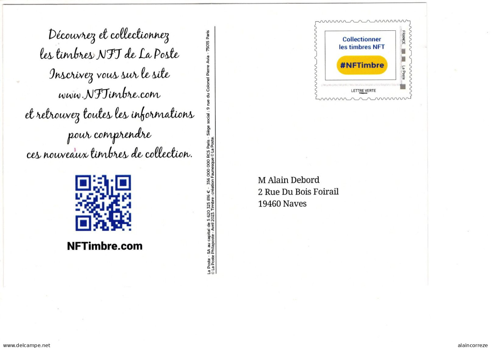 Entier Postal Phil@poste PAP De Service NFTimbre.com De La Poste Avec Sa Carte Pseudo Entier Lettre Verte - Prêts-à-poster:Stamped On Demand & Semi-official Overprinting (1995-...)