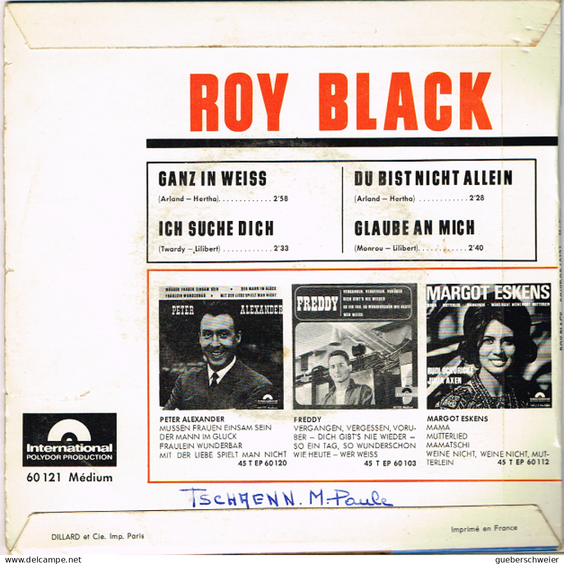 ROY BLACK - 45 Tours EP - Ganz In Weiss - Ich Suche Dich - Du Bist Nicht Allein - Glaube An Mich - Other - German Music