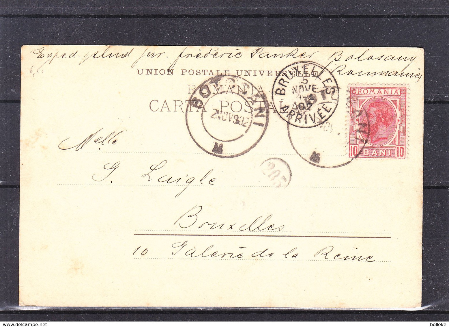 Roumanie - Carte Postale De 1902 - Oblit Botosani - Exp Vers Bruxelles - Vue Nid De La Princess - Sinaia - Brieven En Documenten