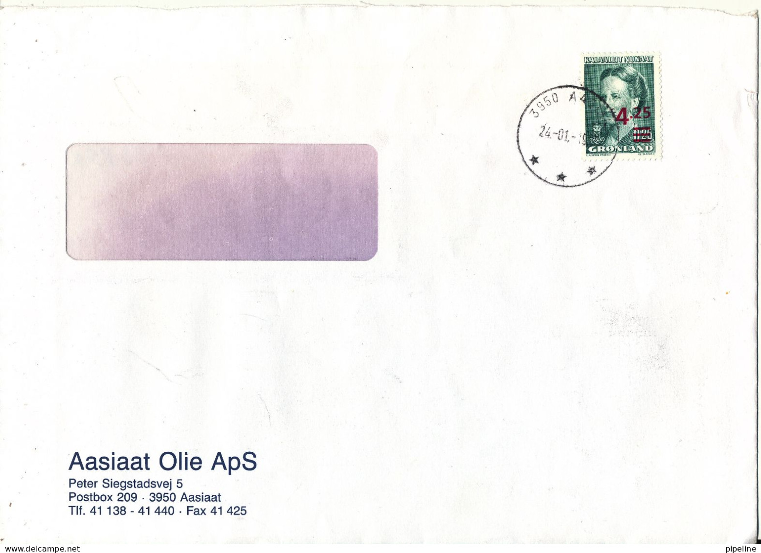 Greenland Cover 24-1-1996 With Overprinted Stamp 0,25/4,25 A Little Tear In The Right Side Of The Cover - Lettres & Documents