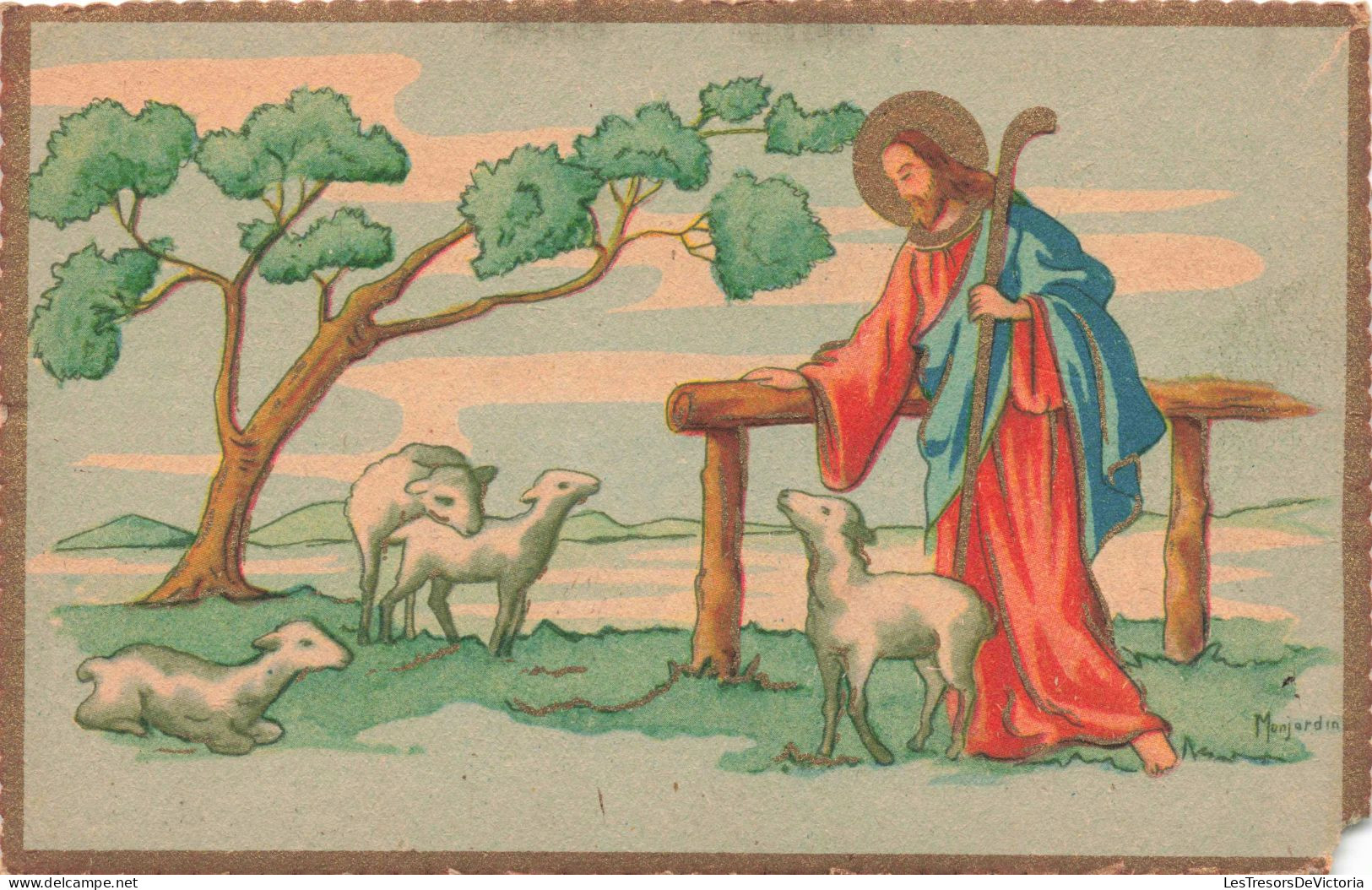 RELIGION - Christianisme - Jésus Avec Des Agneaux -  Carte Postale Ancienne - Jesus