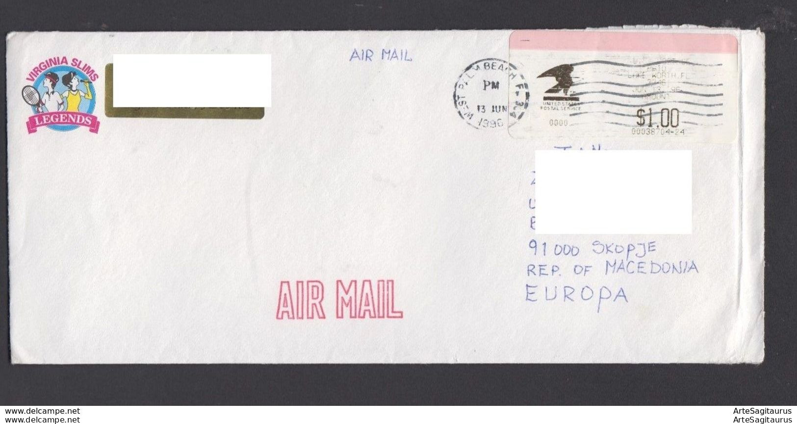 USA, LABEL, AIR MAIL, REPUBLIC OF MACEDONIA (008) - Brieven En Documenten