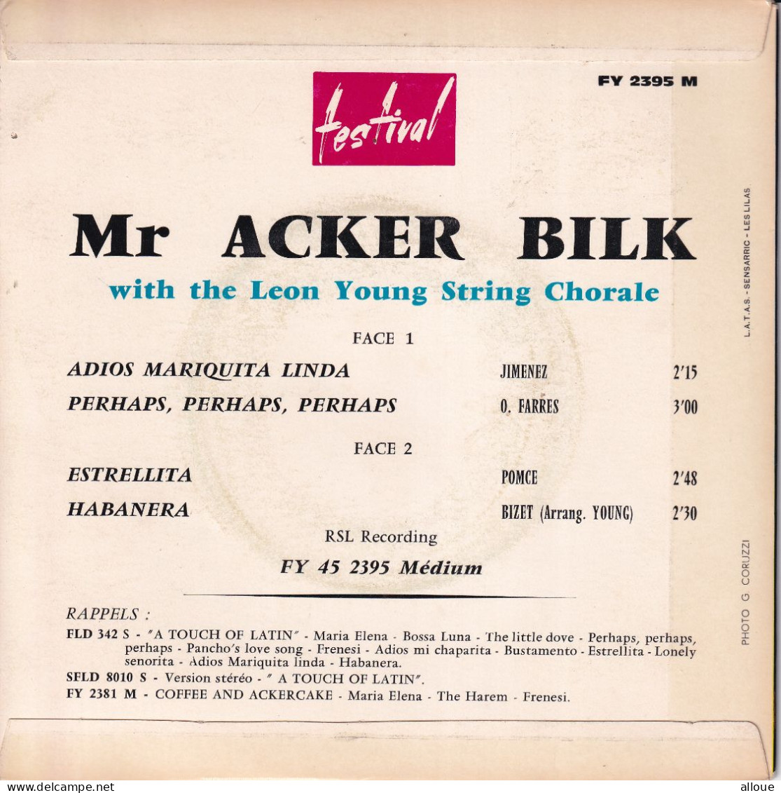 Mr. ACKER BILK - FR EP - ADIOS MARIQUITA LINDA + 3 - Instrumental