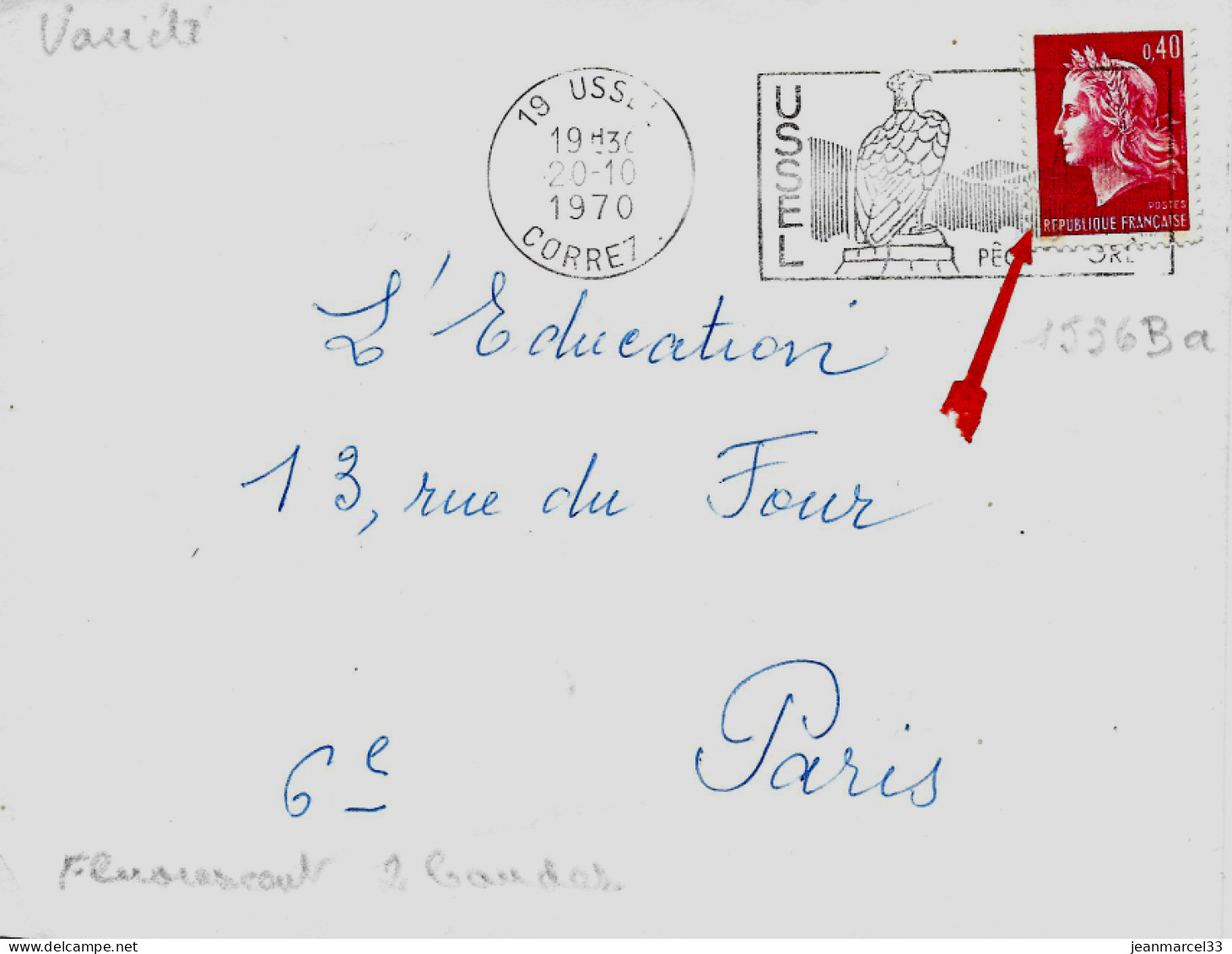 Variété Sur Lettre N° Yvert 1536Ba Avec Bandes  Oblitérations Scap Flamme 19 Ussel 20-10 1970 - Briefe U. Dokumente