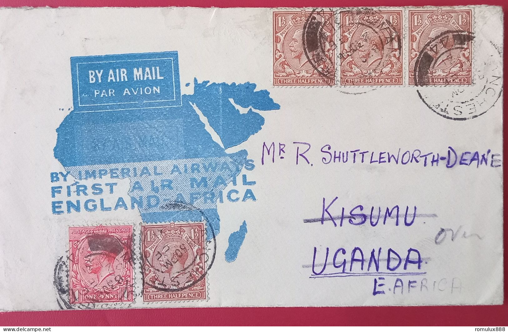 IMPERIAL AIRWAYS FIRST FLIGHT GB-KISUMU.KENYA 1931IMPERIAL AIRWAYS FIRST FLIGHT GB-KISUMU.KENYA 1931 - Kenya & Uganda