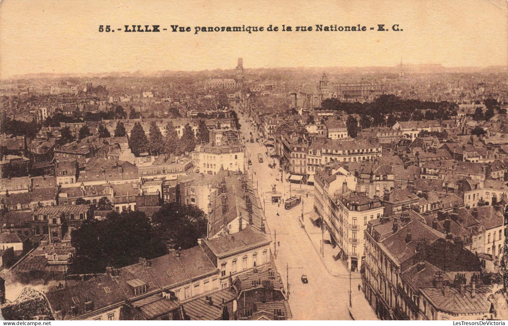 FRANCE - Lille - Vue Panoramique De La Rue Nationale - EC -  Carte Postale Ancienne - Lille