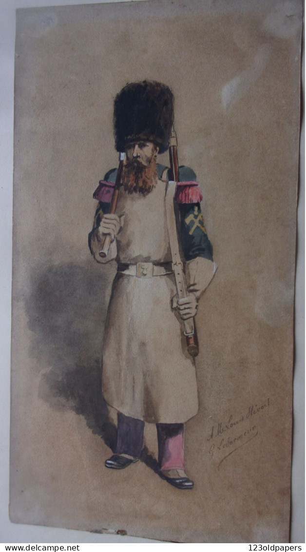 XIX EME TRES BELLE AQUARELLE ORIGINALE SIGNEE G LEDORMEUR  SAPEUR PIONNIER LEGION  16 / 30CM LEGION ETRANGERE A ENCADRER - Aquarel