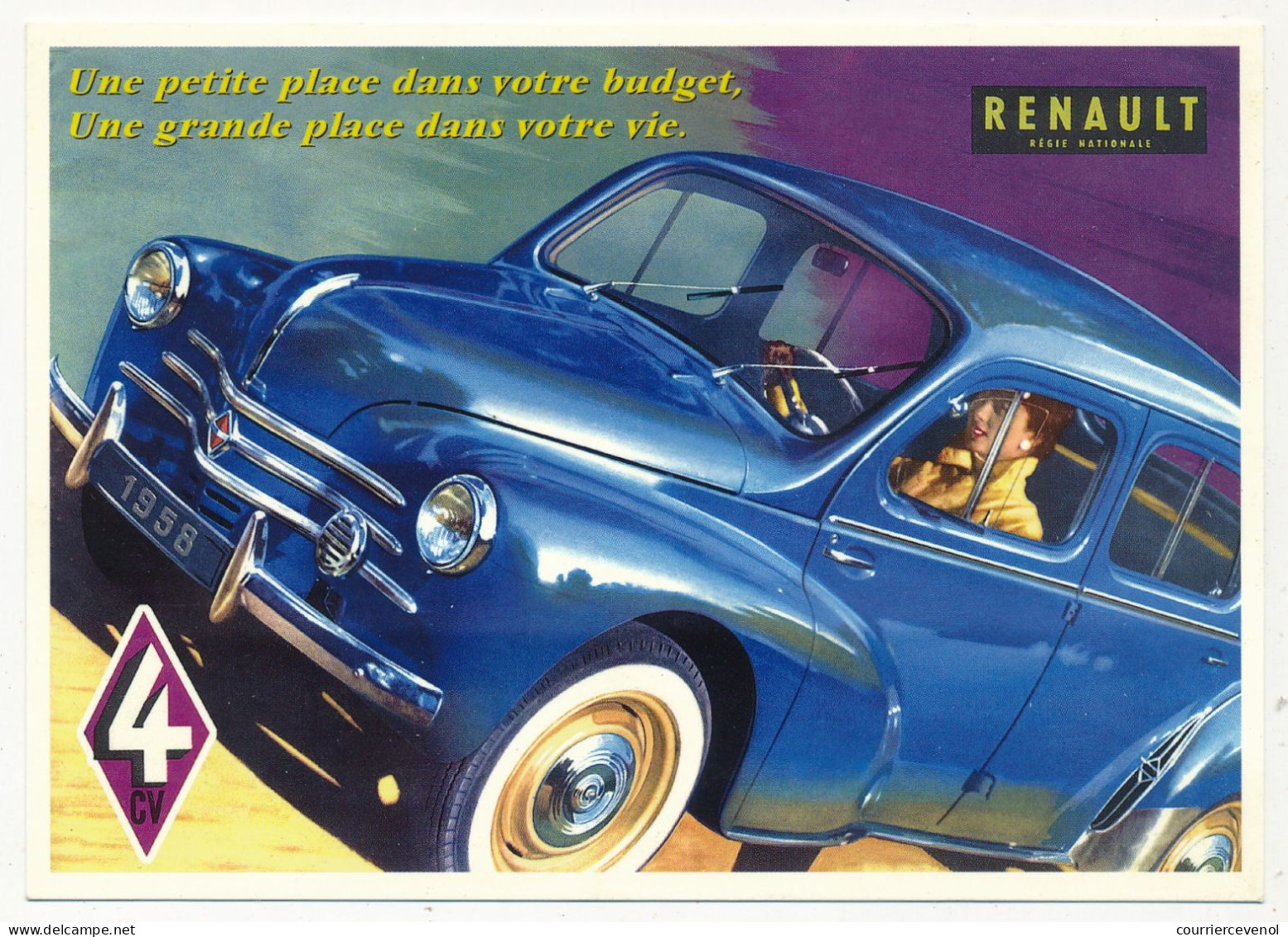 CPM - RENAULT, Une Petite Place Dans Votre Budjet ... Renault 4 Cv - Repro Catalogue D'époque 1958 - Voitures De Tourisme