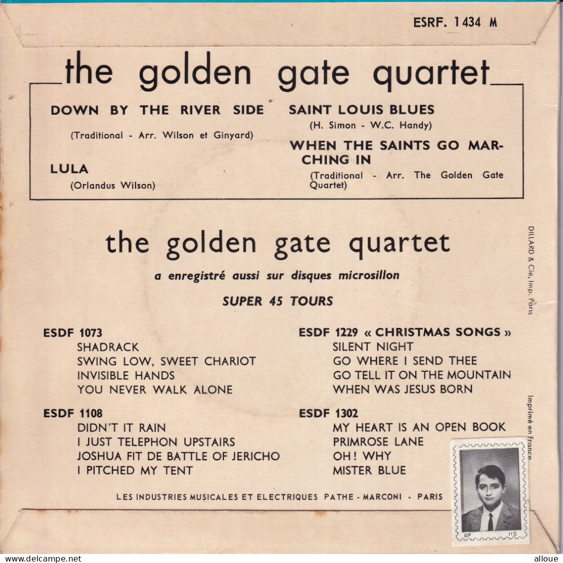 THE GOLDEN GATE QUARTET - FR EP - DOWN BY THE RIVER SIDE + 3 - Canciones Religiosas Y  Gospels