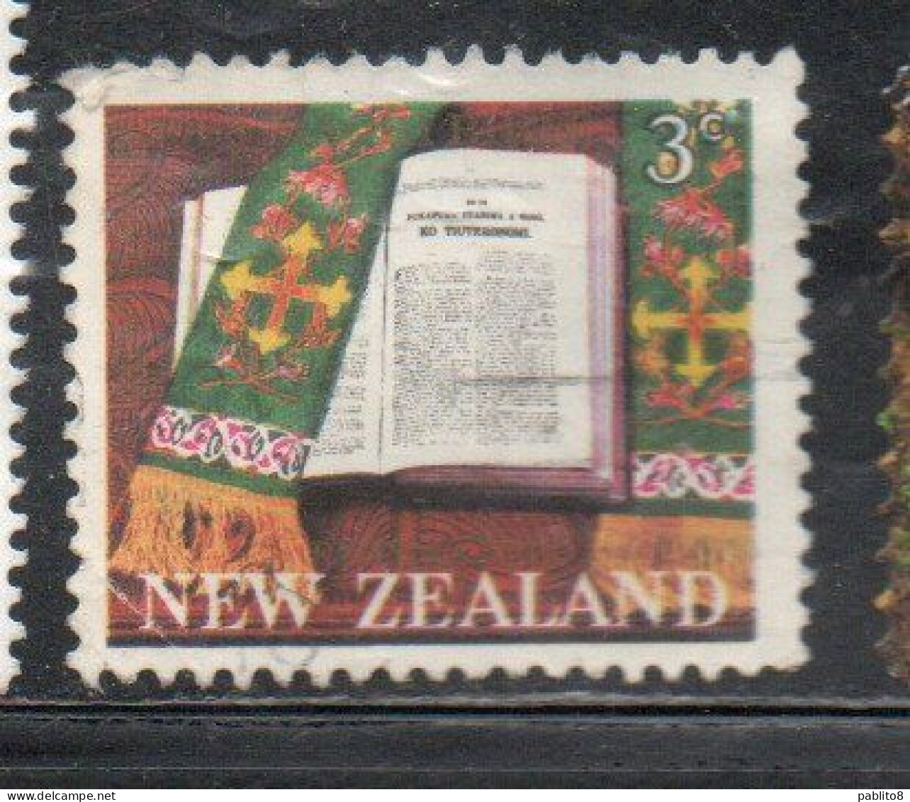 NEW ZEALAND NUOVA ZELANDA 1968 PUBLICATION OF THE BIBLE IN MAORI 3c USED USATO OBLITERE' - Usati